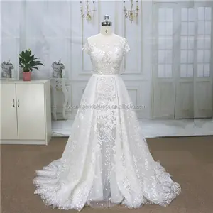 not real two-piece with very good taiwan lace applique on tulle wedding gown dress