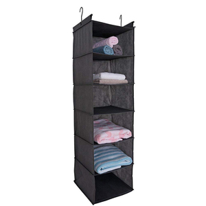 6-Shelf Grey Storage Bag Non Woven Hanging Closet Organizer