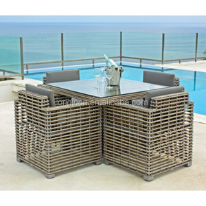 <span class=keywords><strong>4</strong></span> plazas gruesa distintivo redondo tejido de Ratán Muebles de jardín comedor mesa con sillas al aire libre - Product Image 2