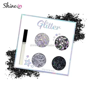 New Design Metallic Silver Black Hexagon Cosmetic Body Face Chunky Glitter for Halloween Decoration