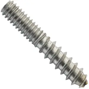 Zinc plated steel wood dowel dual thread screw