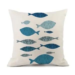 Capa de almofada do oceano, capa quadrada decorativa de desenho de animal do oceano, travesseiros artesanais