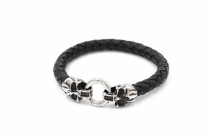 2017 Recién llegado de gemelos de diseño único lobo pulsera de cuero trenzado de acero inoxidable - Product Image 5