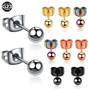 G23 Titanium Butterfly Clasp Push Back Ear Stud Earrings Piercing