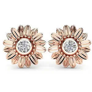 Caoshi New Design Three Colors Plated Earrings Stud 925 Silver Sunflower Earrings