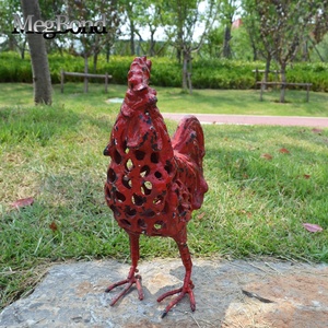 Patung hewan besi cor buatan, patung Ayam Jantan logam antik untuk Dekorasi Taman dan Rumah - Product Image 4