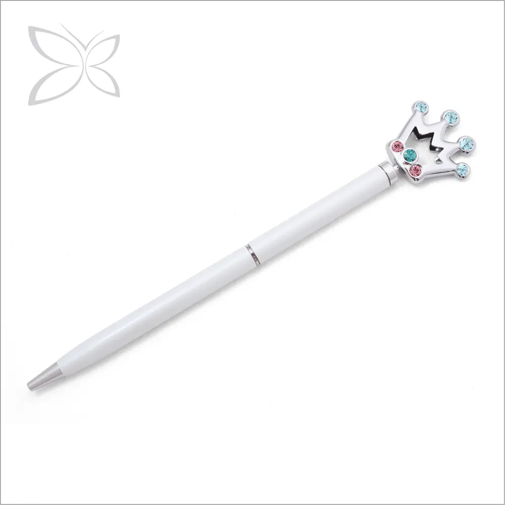 Crystocraft Luxury Metal Crystal Crown Decorated with Brilliant Cut Crystals Ballpoint Pen Wedding Favor
