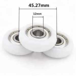 Kasnak 12*45.27*14.33Mm OEM R Alur Roda Nylon Pulley 6201zz Kabinet Katrol untuk Pintu Geser Laci Roller