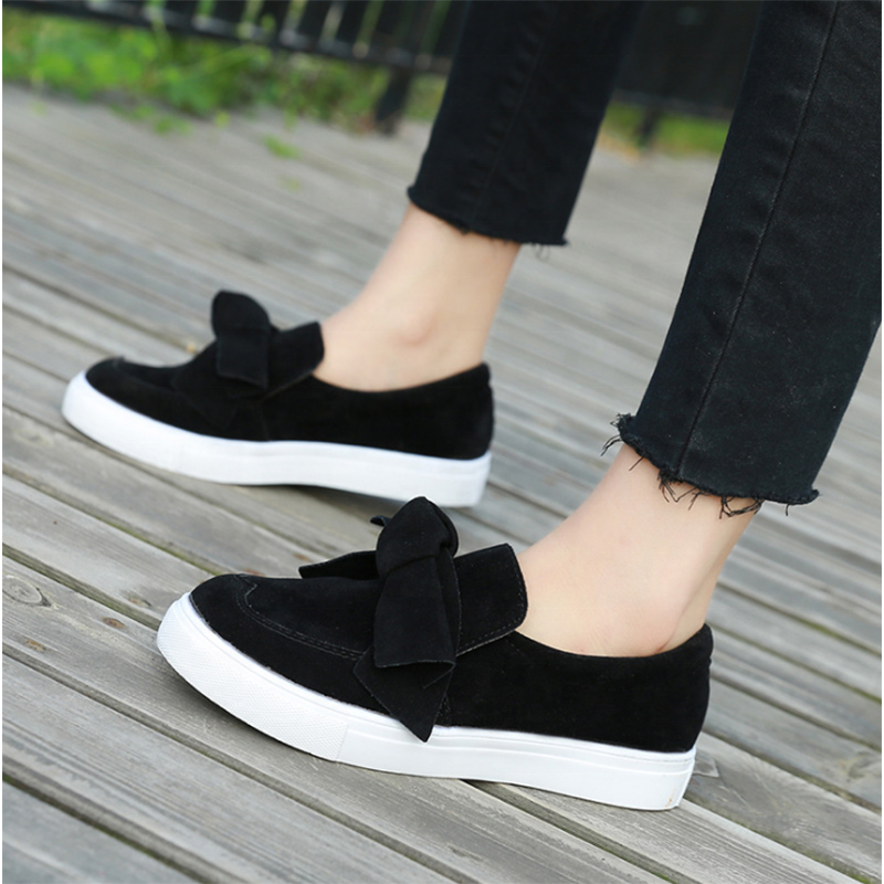 Летние повседневные Модные женские холщовые туфли на плоской подошве с бантом