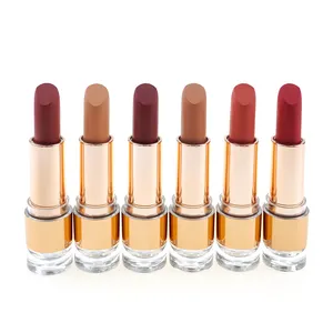 Phổ Biến Nhất Vegan Matte Lipstick Trang Điểm Gold Royal Tube Với Nắp Trong Suốt