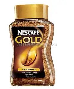 100g de café de vidrio frasco de café con tapa de oro