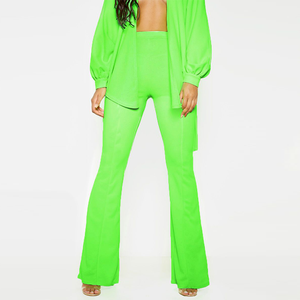 Chaqueta acampanada con escote en V para mujer, conjunto de dos piezas, color <span class=keywords><strong>verde</strong></span> neón, <span class=keywords><strong>Lima</strong></span>, 2020 - Product Image 4