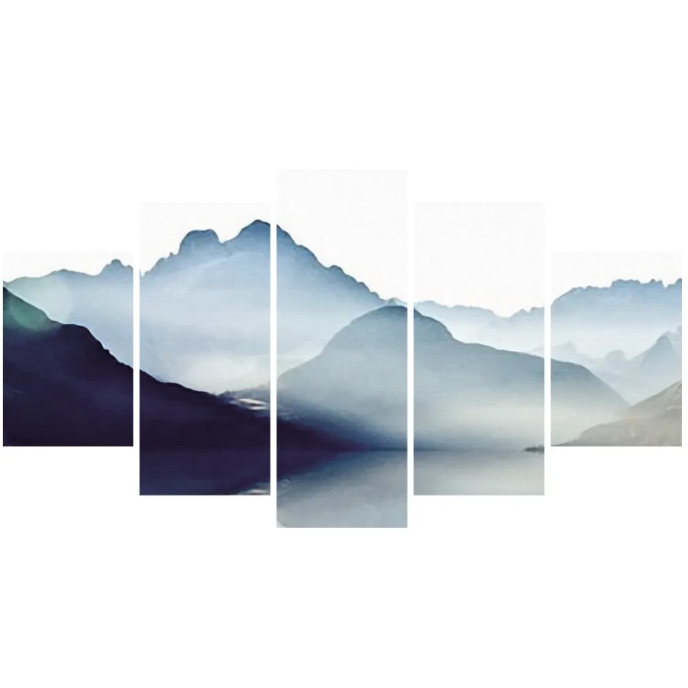 Nature landscape series 5 pcs HD canvas art painting mountains and fog print decor painting for home decoration