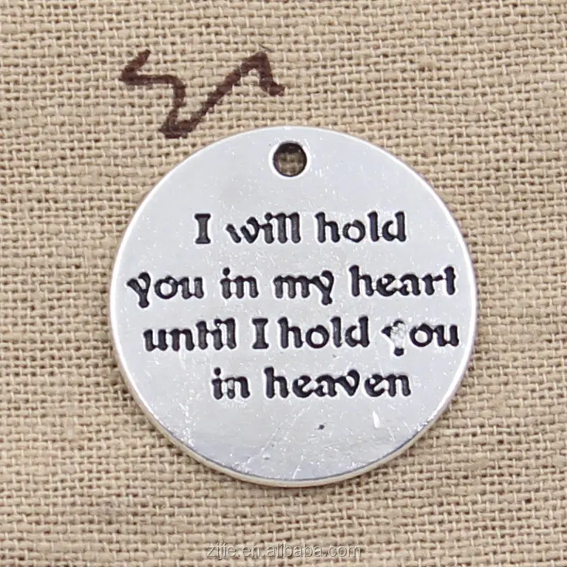 I will hold you in my heart until I hold you in heaven Charms Antique Tibetan silver heart charm pendants 29mm