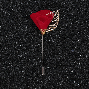 Rosa flor tela de Pin de solapa con hojas de oro boda masónica Pines de solapa a granel - Product Image 3