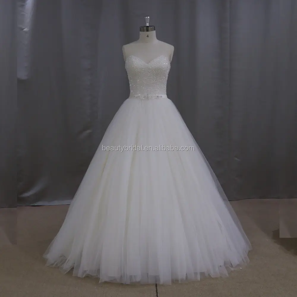 vestido de alta calidad brillante de espalda blanca simple real de la vendimia de la boda