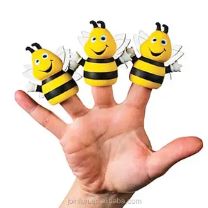 Free sample custom finger puppet toy ,OEM plastic finger puppet figure ,Cartoon bee Soft vinfyl finger puppet toy factory