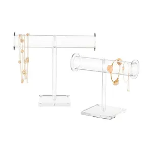 Acrilico trasparente T-Bar Del Braccialetto Dei Monili Display Stand Lucite Orologio Display Rack Holder