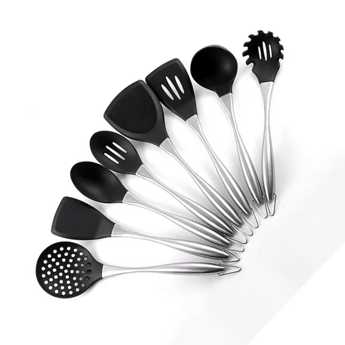 heavy duty 8pcs silicone utensils completely kitchen accessories stainless steel handle plastic kitchen utensils