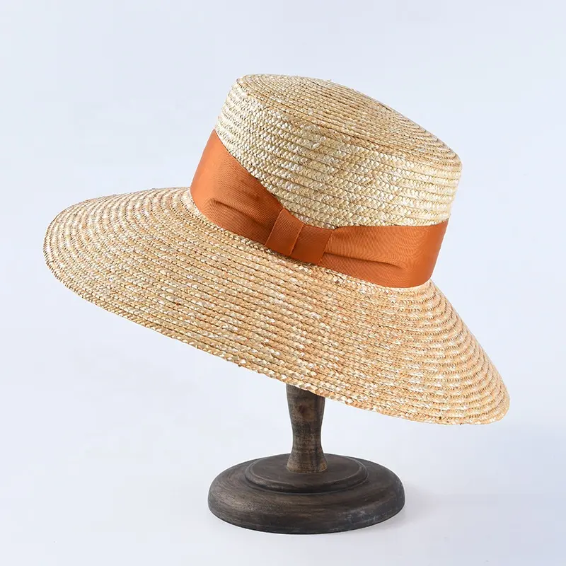 Grosir Tren Musim Panas Vintage Flat Mahkota Besar Brim Saran dan Fakta Matahari Topi untuk Wanita Beach Resort Liburan Perjalanan