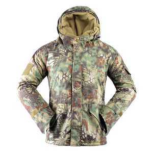 Outdoor Tactical Winter Long Stand Collar Fleece Hooded Waterproof Windproof Breathable Eco-Friendly <strong>Camo</strong> <strong>Jacket</strong> - Product Image 2
