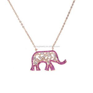 5A Sparking Cubic Zirconia Cz Diamond Rose Gold Plated <strong>Elephant</strong> <strong>Necklace</strong> - Product Image 1