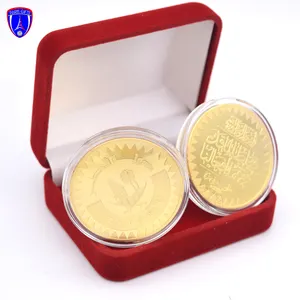 Qatar The National Day challenge 24K gold government coin stand with acrylic pouch velvet box