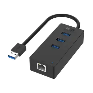 ICZI USB 3.0集线器usb 3.0至3端口usb 3.0 1000m以太网RJ45，适用于surface pro 6笔记本电脑3
