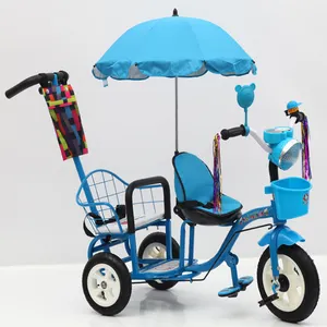Triciclo con pedale per bambini, rimorchio a tre ruote, doppio sedile, gemelli, giocattoli da corsa