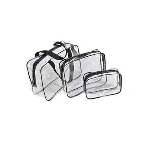 Yeni tasarlanan özel omuz pvc şeffaf plastik fermuarlı saklama çantası, açık pvc alışveriş çantası için tuvalet