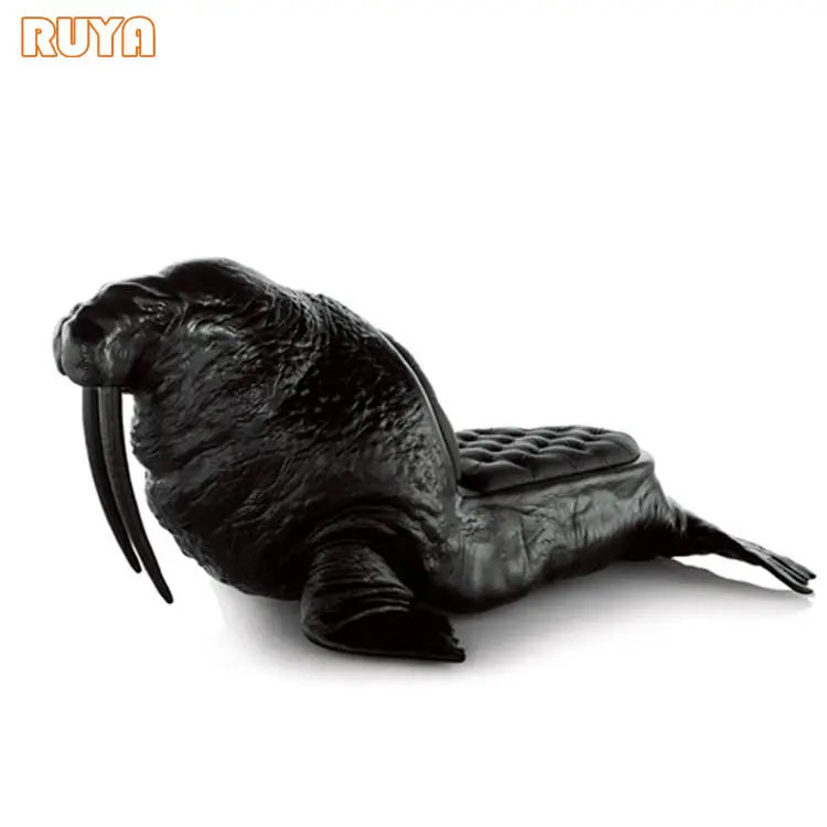 Fibreglass modern designer furniture advertising media photography props walrus chair black leather