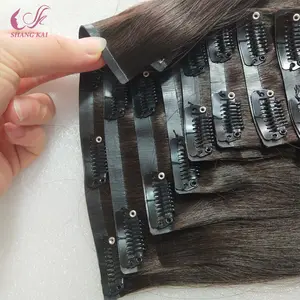 Indian Remy Double Drawn mulus PU klip ekstensi rambut