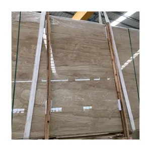 SHIHUI Good Quality Natural Stone Wood Veins Brown Marble Slab Polished Marble Stone Tiles With Gold Brown Veins