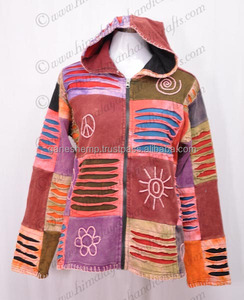 Bohemio hermoso lavado enzimático sudaderas con capucha chaqueta ropa CSWJ 240 - Product Image 4
