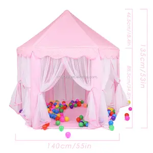 Bebek oyun çadırı prenses kale çadır ile LED ışık çocuk oyuncak çadır bebek evi