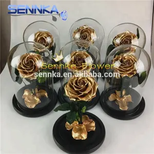 2024 Лидер продаж хорошая цена ecuadorian сохранила вечную розу настоящие золотые розы в стекле