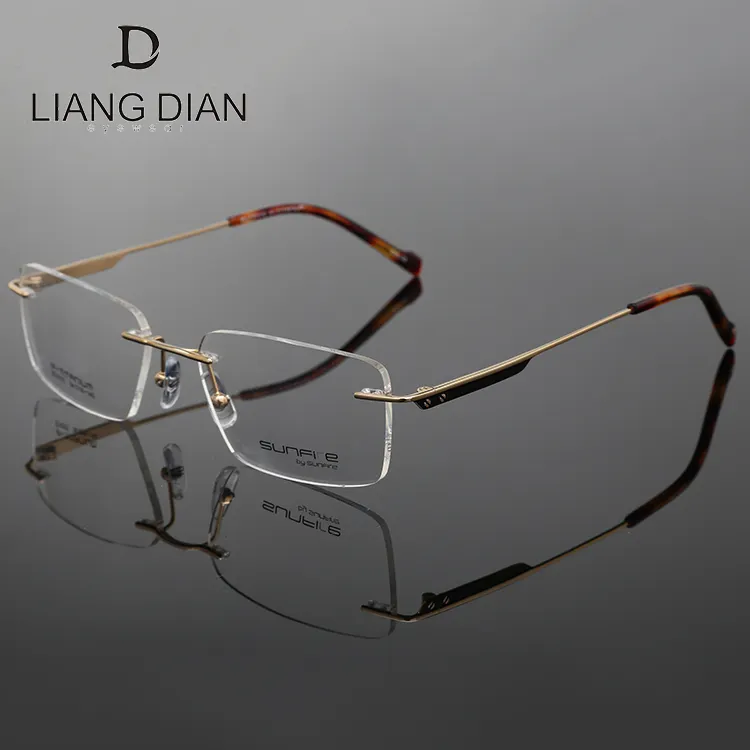 Saf Titanyum gözlük çerçevesi, çerçevesiz kare çerçeve optik gözlük çerçevesi