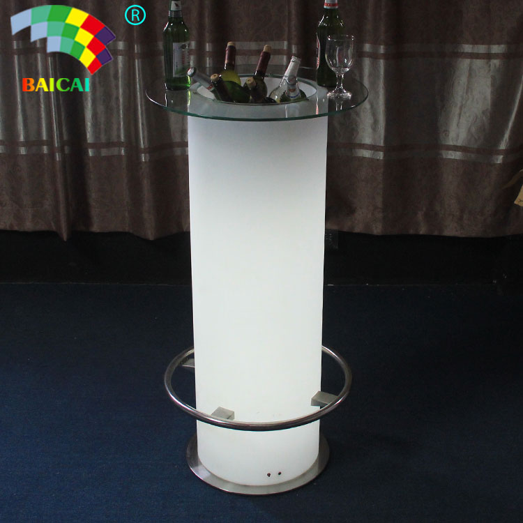 Светодиодный барный стол, Круглый барный стол, лидер продаж, светодиодный перезаряжаемый высокий барный стол, светодиодный уличный барный стол с дистанционным управлением для газона