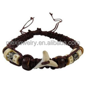 Tùy chỉnh handmade Nâu <span class=keywords><strong>OX</strong></span> xương răng gai da Vòng đeo tay cho nam giới - Product Image 5