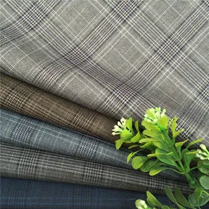 NEW 80% polyester 20% rayon material windowpane design textured men suit pant blazer machine TR fabric guangzhou supplier