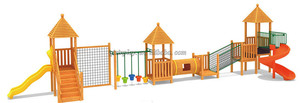 2019 Hot Selling Kleine <span class=keywords><strong>Outdoor</strong></span> Glijbaan Houten Playhouse Set Houten Speeltuin Met Swing QX-18068B