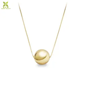 Simple design 18k yellow gold single pearl necklace for daily wear