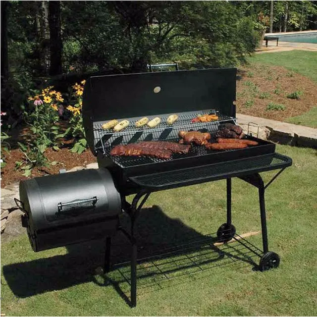 Twin Oil Barrel Barbe que Grill Holzkohle Raucher Barrel Shaped BBQ Grill