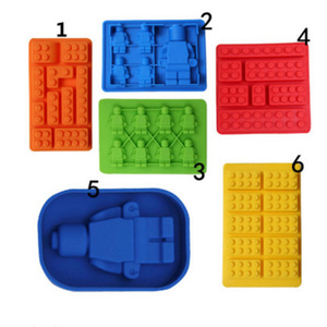 Grosir Figur <span class=keywords><strong>Mini</strong></span> Cetakan Kue Lego Robot Silikon Blok Bangunan Es Batu Baki Silikon