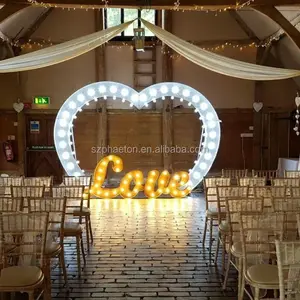 Arco gigante iluminado de led, decoração de casamento/festa, formato de coração