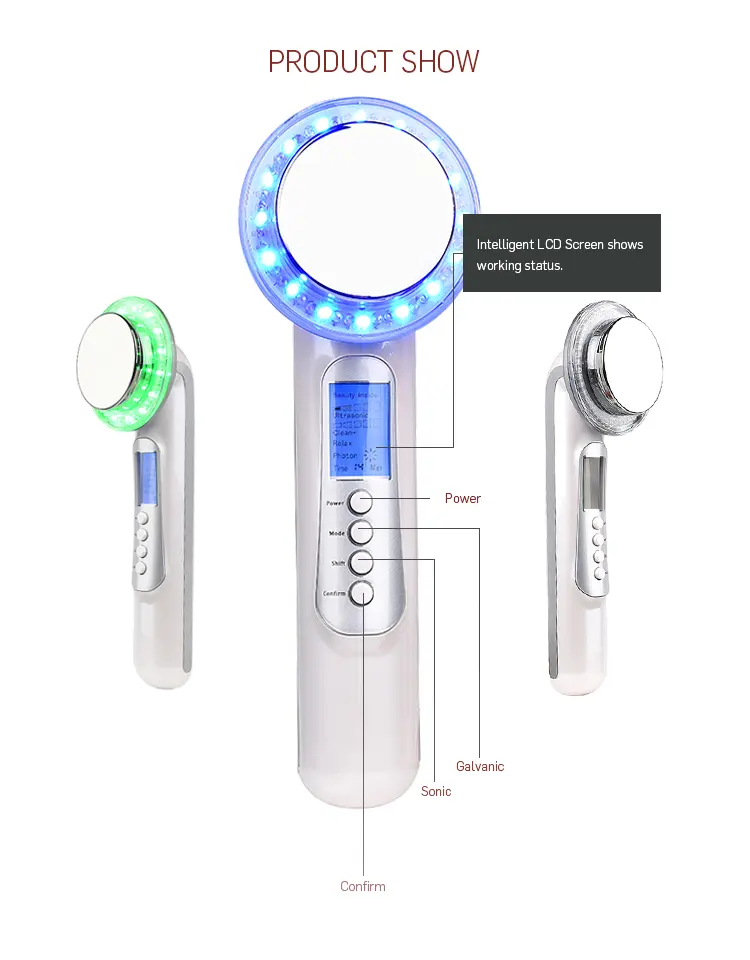 ผลิตภัณฑ์ดูแลความงามส่วนบุคคลการรักษาด้วยแสง LED เครื่องทำความสะอาดผิวอัลตราโซนิก