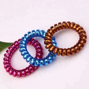 Usine d'accessoires capillaires certifiée BSCI, vente en gros de attaches pour <span class=keywords><strong>cheveux</strong></span> en fil téléphonique élastique, ensemble de bandeaux capillaires <span class=keywords><strong>spirale</strong></span> personnalisés - Product Image 4