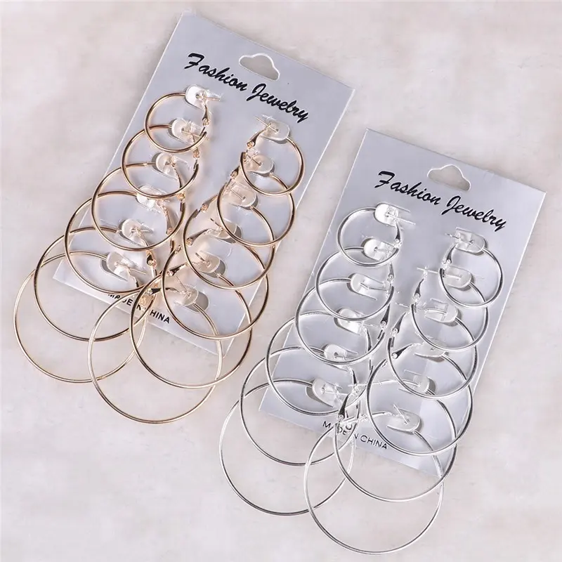 Gold set korea zirkoon zelf piercing messing hoop earring