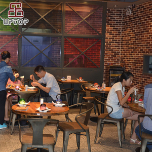 SP-CS327, Set Furnitur Meja dan Kursi Kayu Kafe Logam Awet Modern