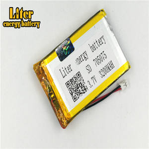 Plug <span class=keywords><strong>2</strong></span>,0-<span class=keywords><strong>2</strong></span> p lithium battery <span class=keywords><strong>3</strong></span>,7 V 705075 3200 mAh high density flat lipo lithium polymer battery Li ion battery - Product Image 3